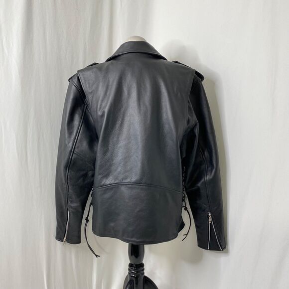 Men’s XL Leather Biker Jacket Milwaukee Leather Classic Brando Premium Black - Picture 6 of 16